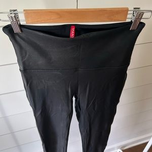 SPANX faux leather black leggings.